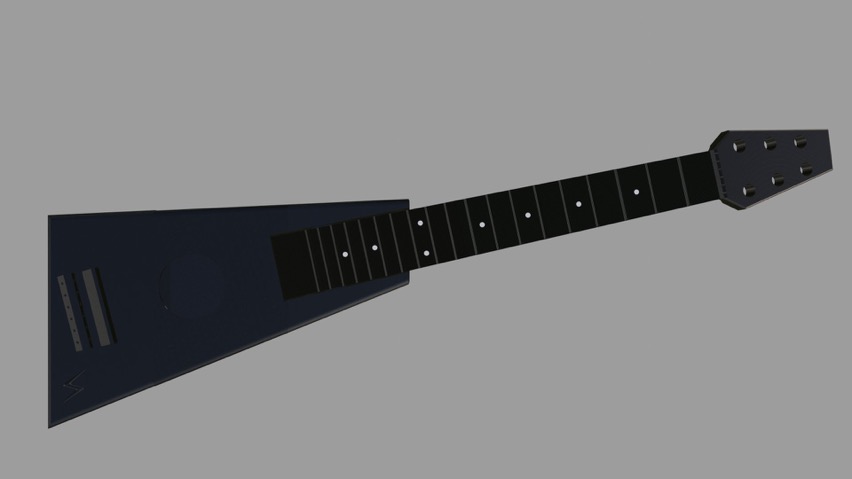 A render of the expected guitar after making some of my design tweaks.